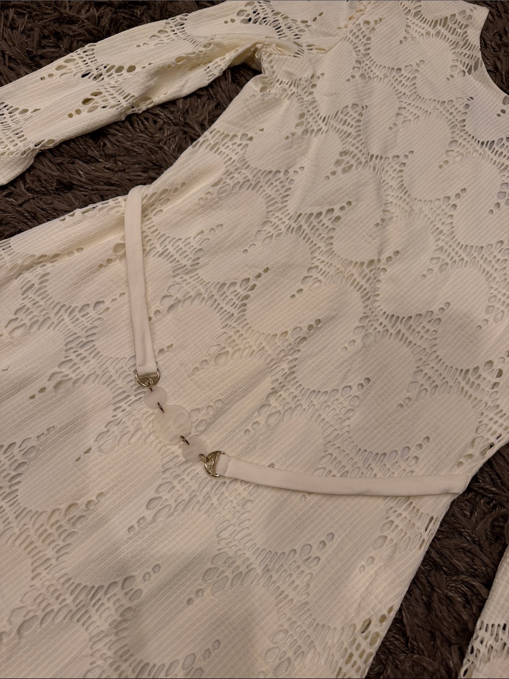 Joseph Ribkoff Cream Crochet Lace Maxi Dress Size 14 - Picture 3 of 10